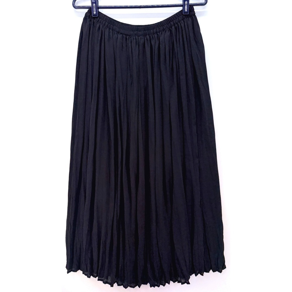 Express Vintage Black Pleated Chiffon‎ Maxi Skirt Sz M Goth Minimalist Lagenlook